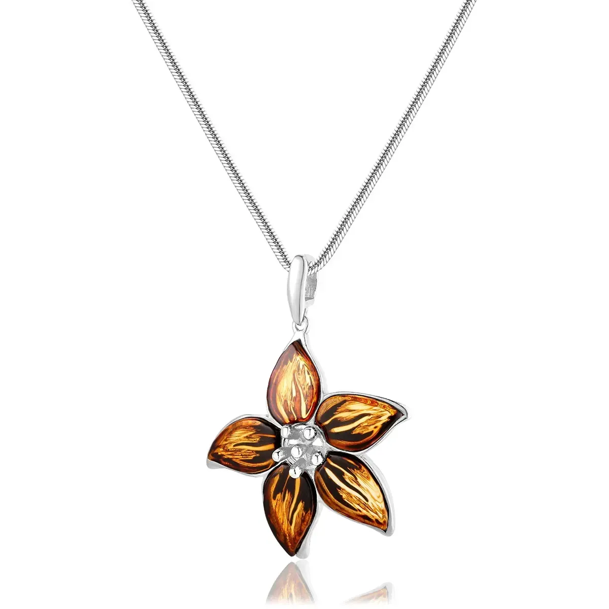 Zawieszka srebrna dzwonek z bursztynem