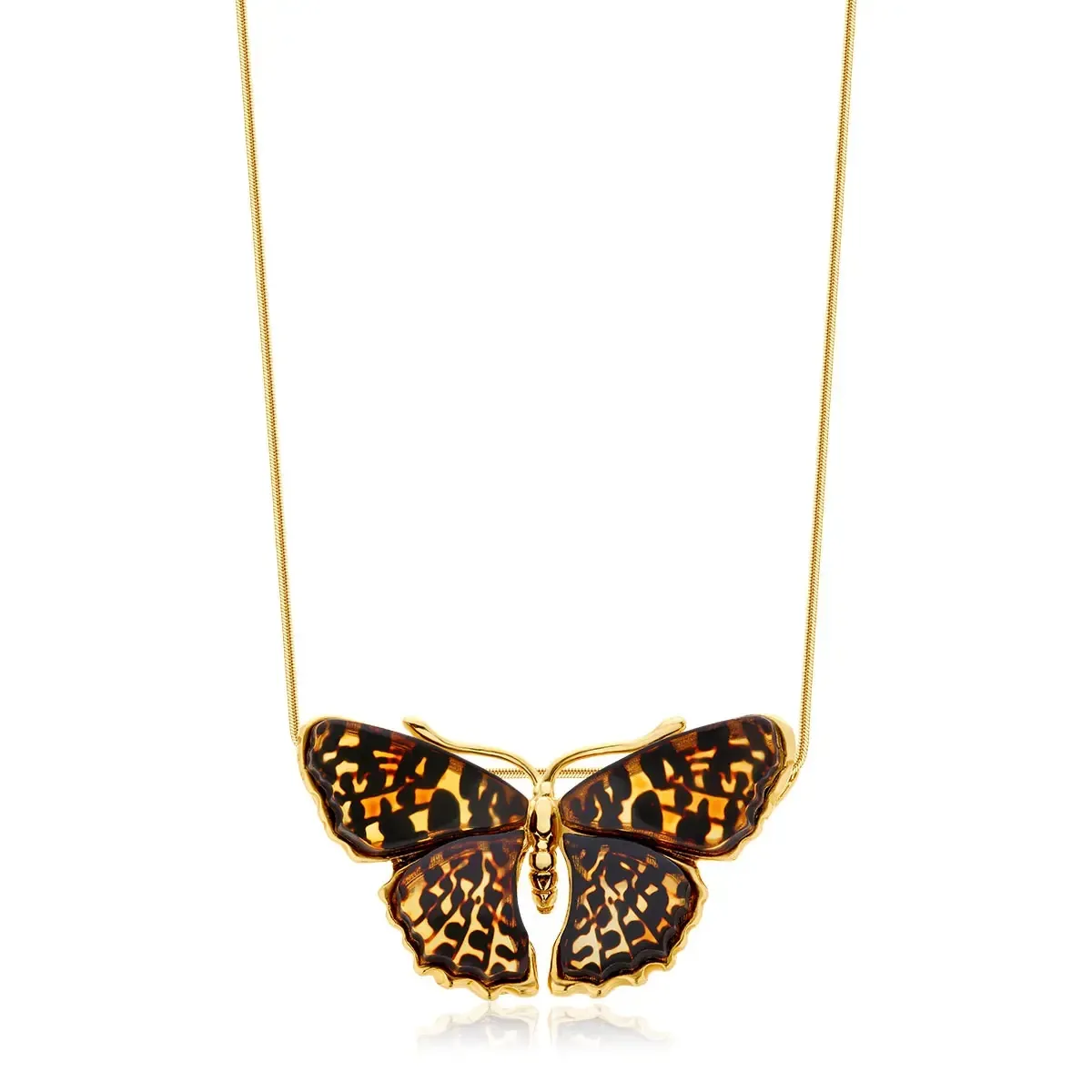 Zawieszka srebrna pozłacana motyl z bursztynem Big Butterfly Rustle