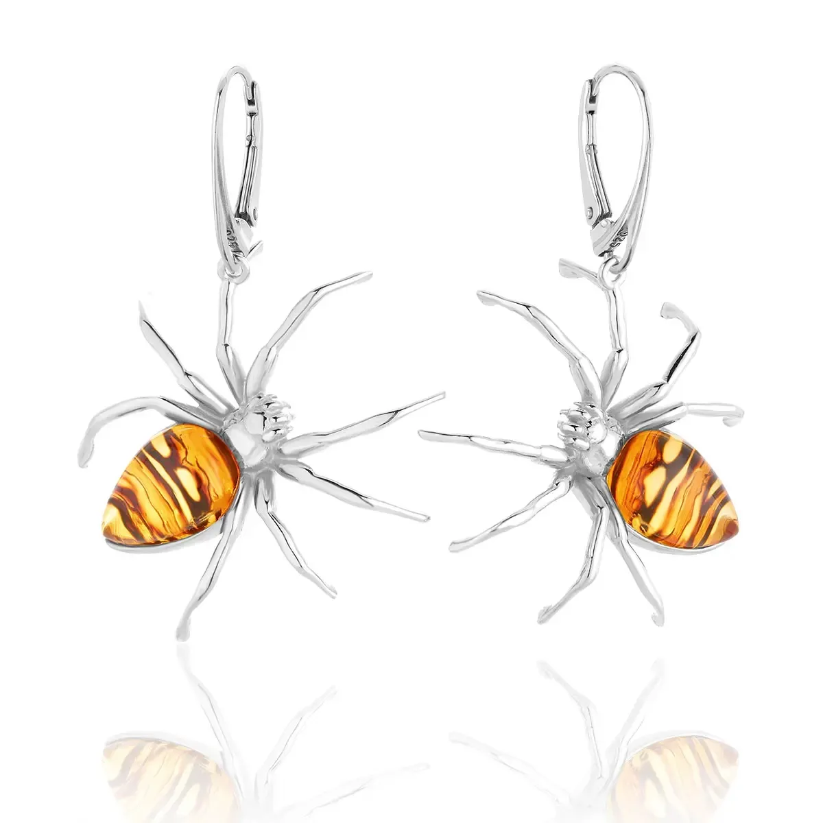Kolczyki srebrne wiszące pająki