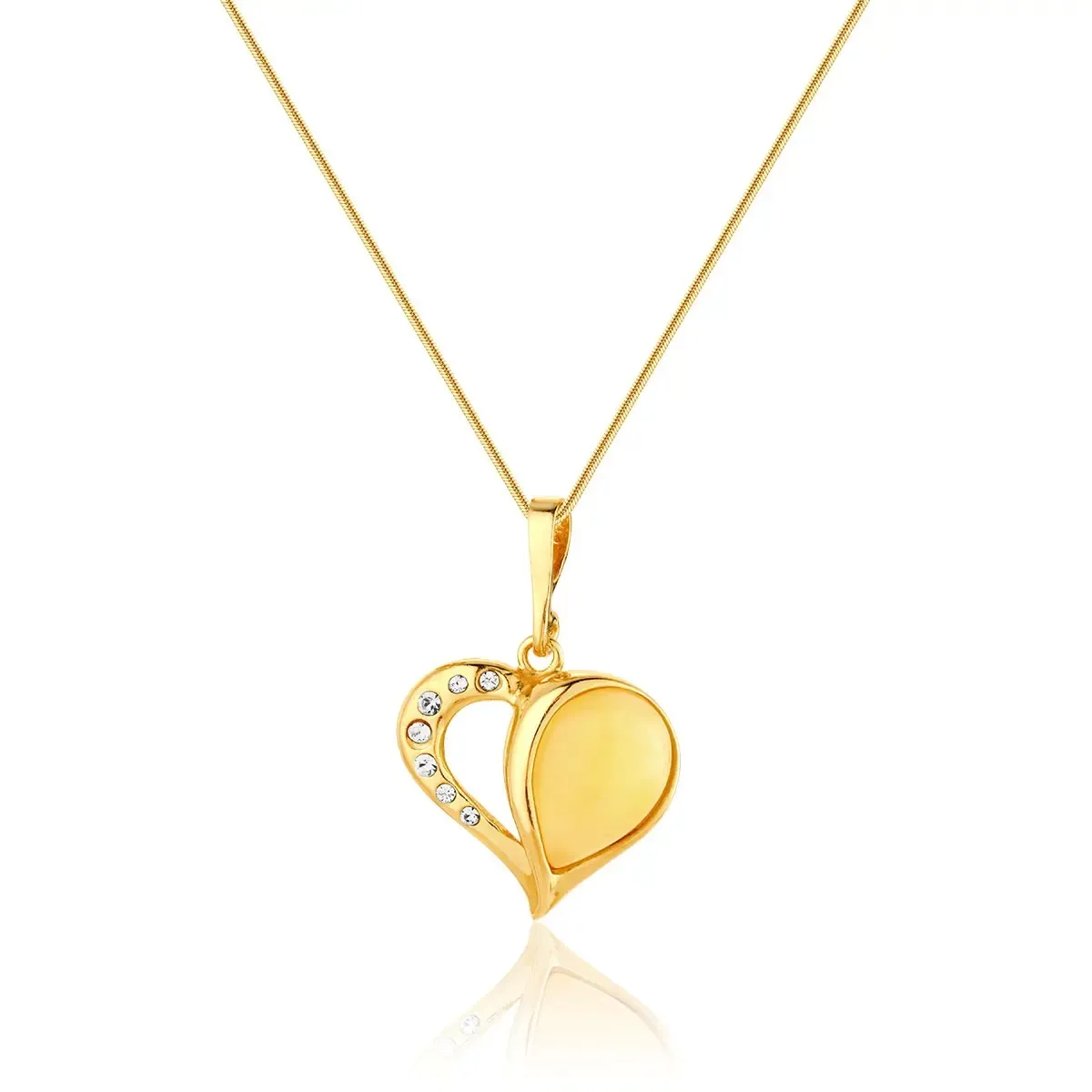 Zawieszka srebrna pozłacana serce z mlecznym bursztynem Zoe Heart