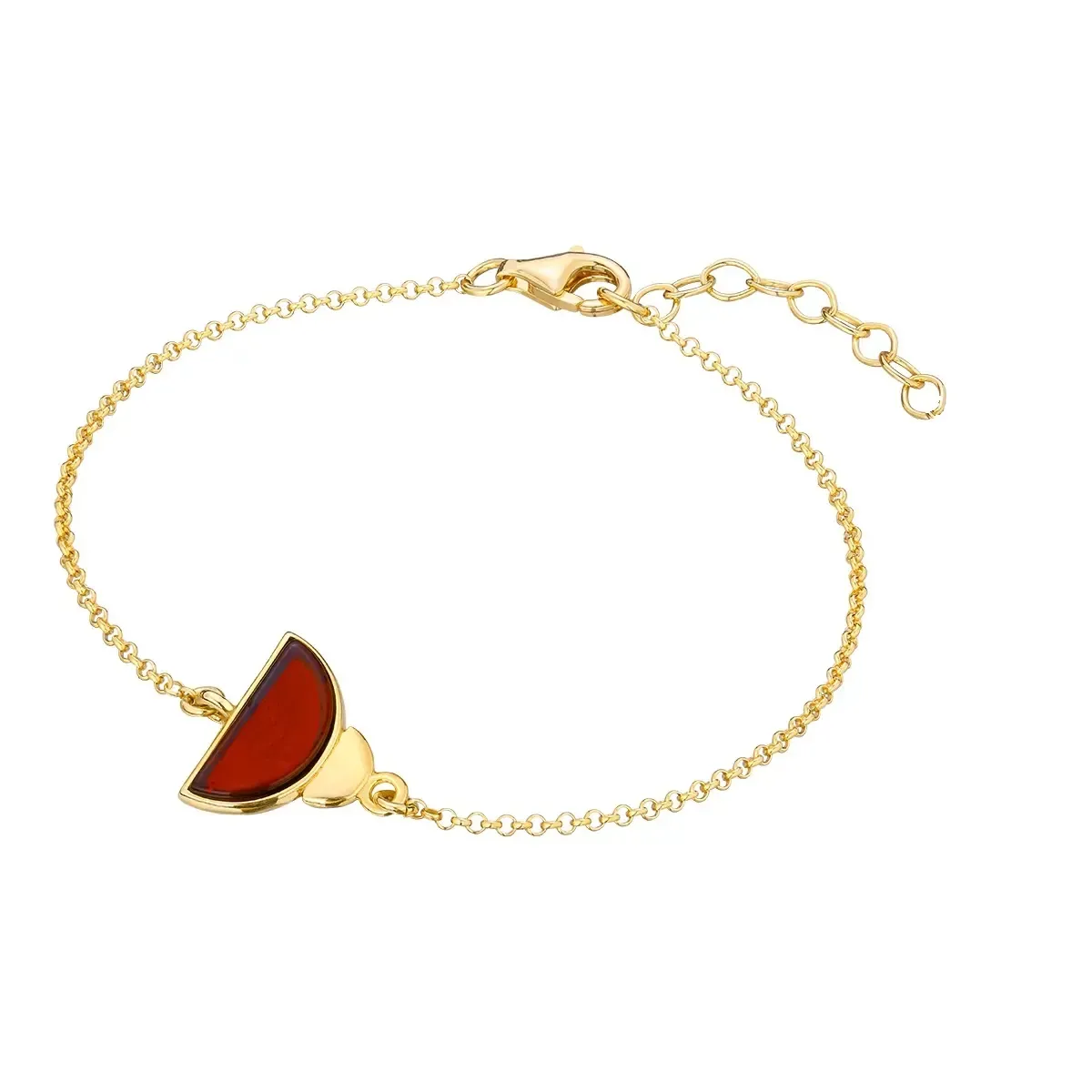 Bransoletka srebrna pozłacana z wiśniowym bursztynem Future