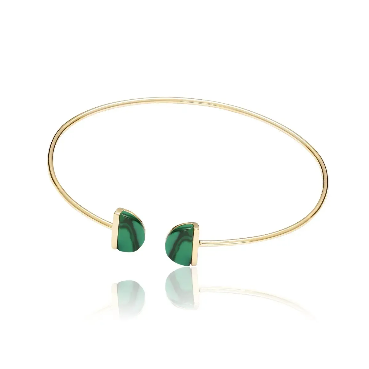 Bransoletka srebrna pozłacana z malachitem Together