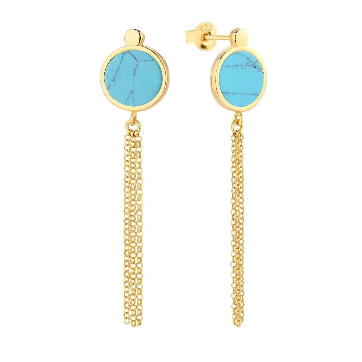 Kolczyki srebrne pozłacane z turkusem Honey Eyes