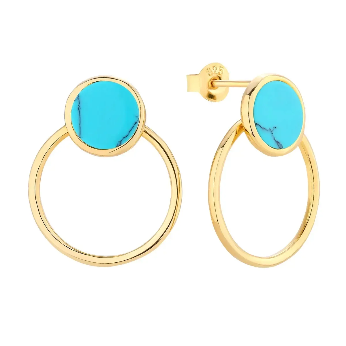 Kolczyki srebrne pozłacane z turkusem High Point