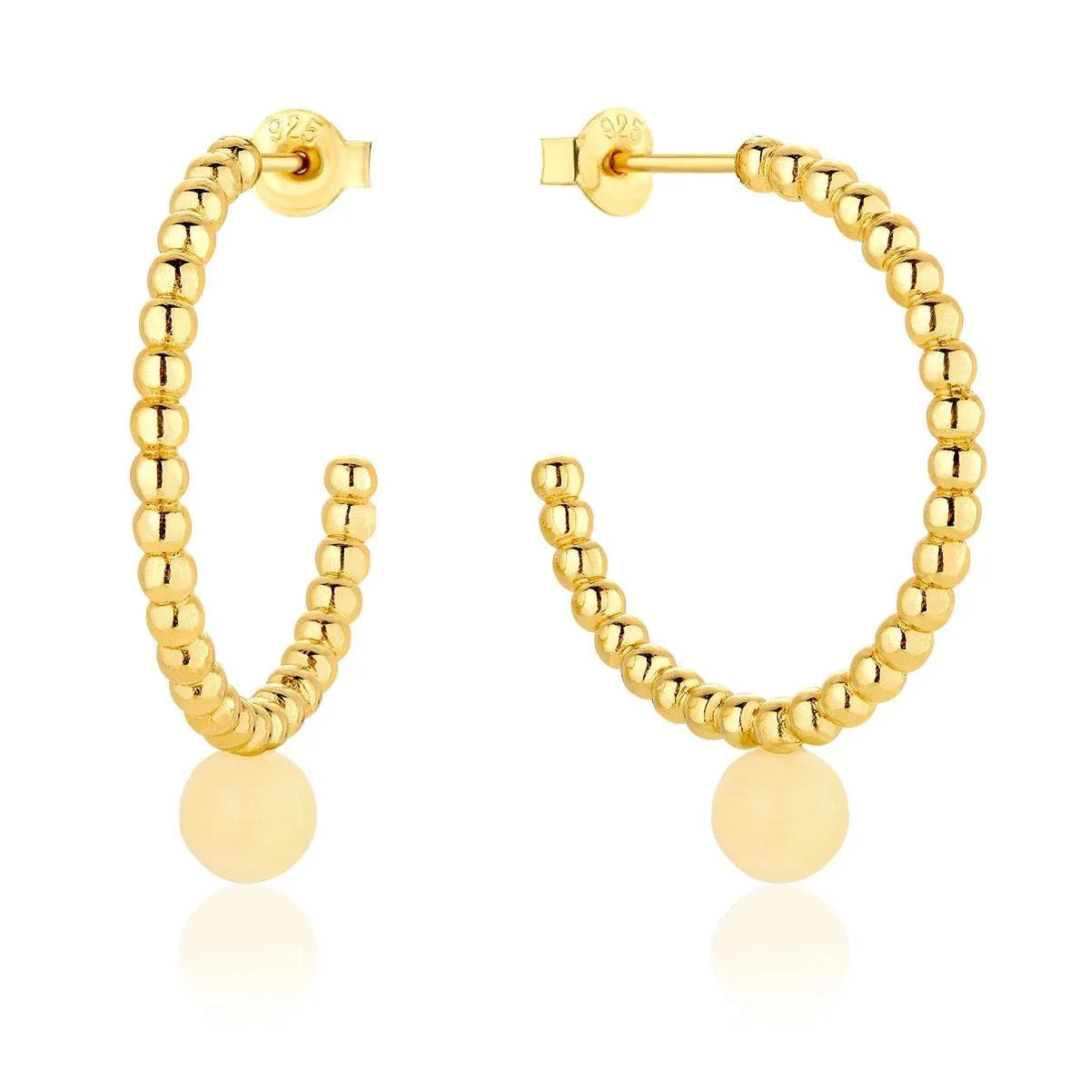 Kolczyki srebrne pozłacane z mlecznym bursztynem Teardrops