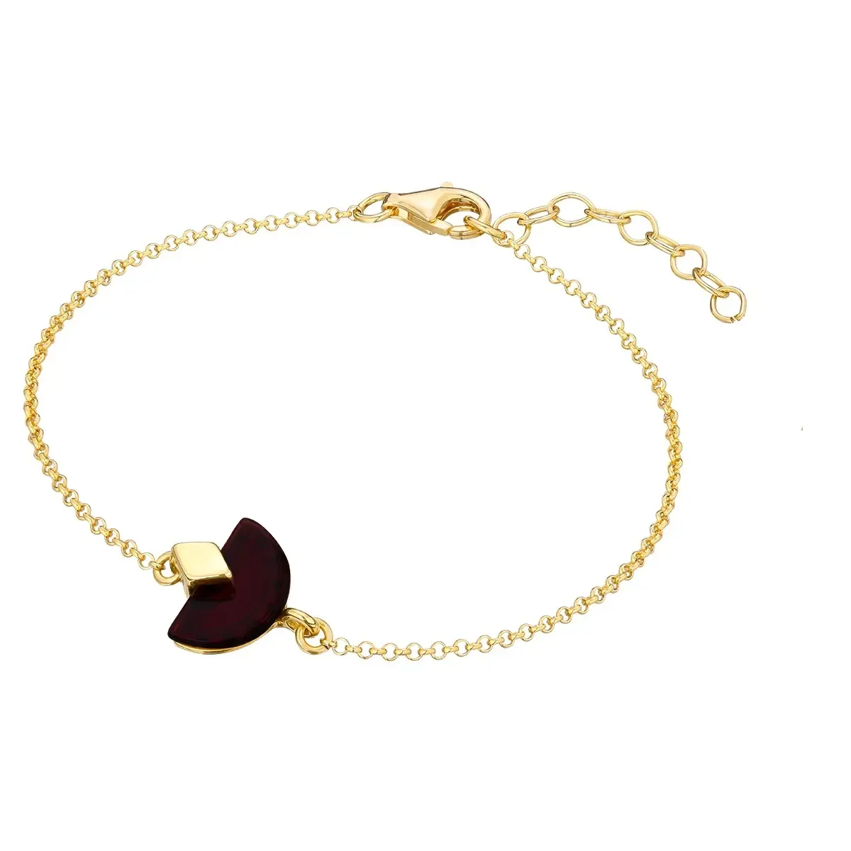 Bransoletka srebrna pozłacana z wiśniowym bursztynem Different