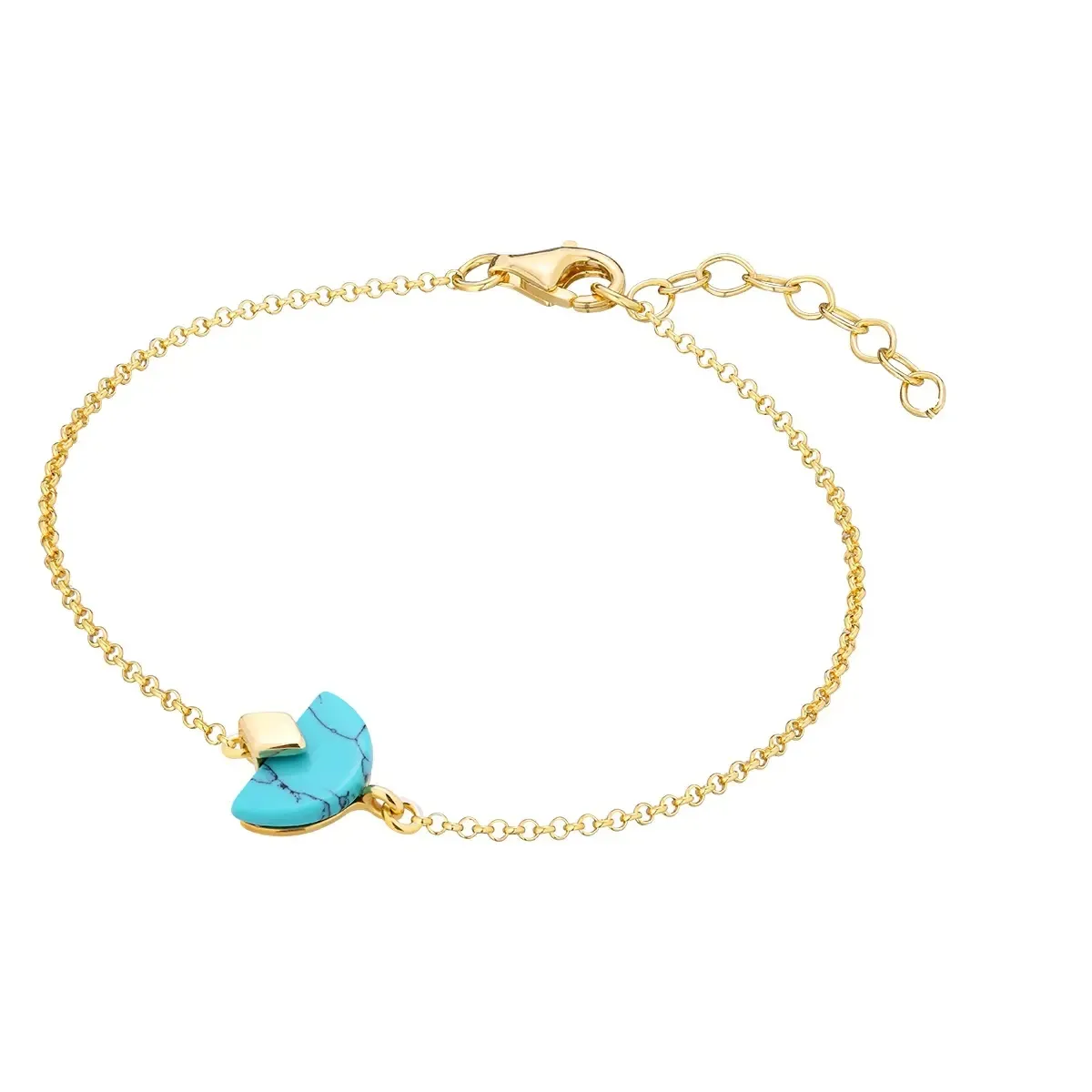 Bransoletka srebrna pozłacana z turkusem Different