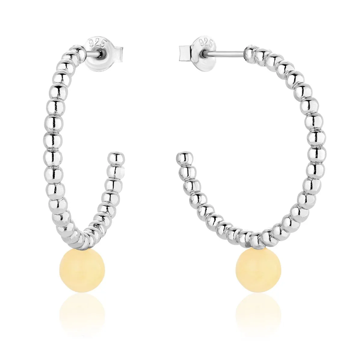 Kolczyki srebrne z mlecznym bursztynem Teardrops