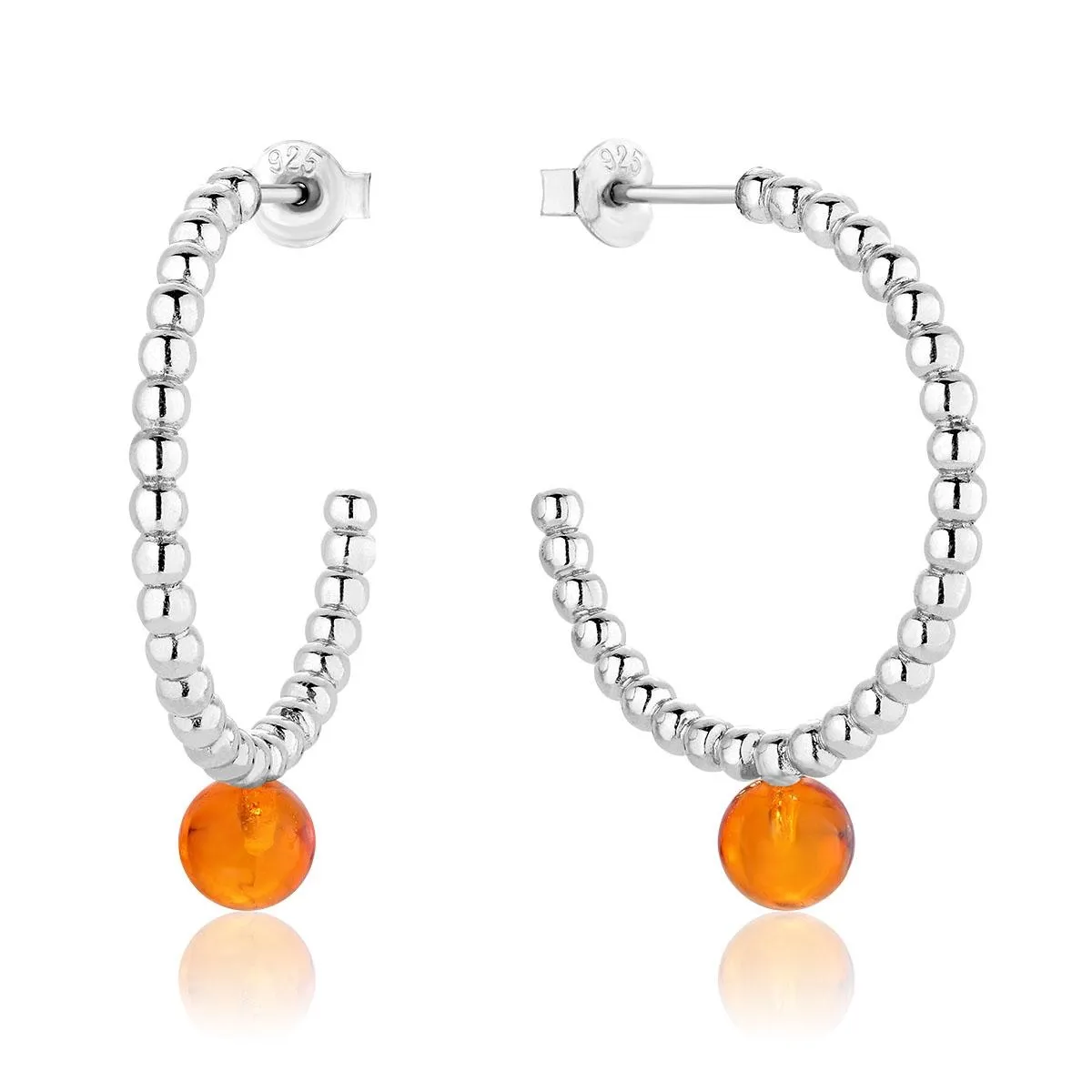 Kolczyki srebrne z koniakowym bursztynem Teardrops