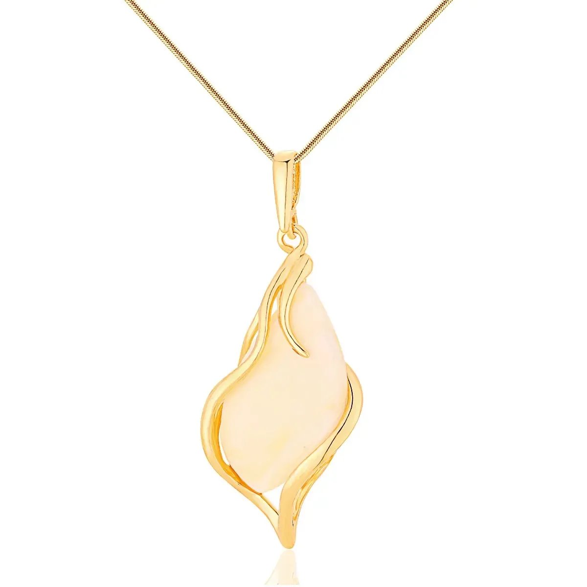 Zawieszka srebrna pozłacana z mlecznym bursztynem