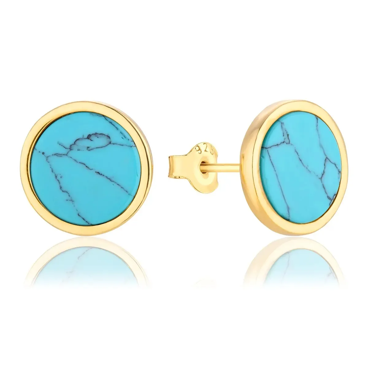 Kolczyki srebrne pozłacane z turkusem Circle