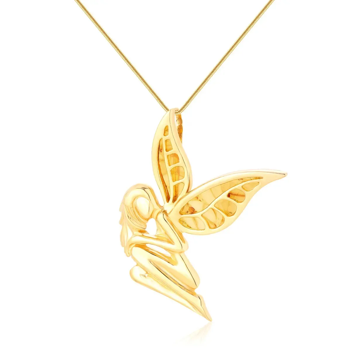 Zawieszka srebrna pozłacana anioł z bursztynem