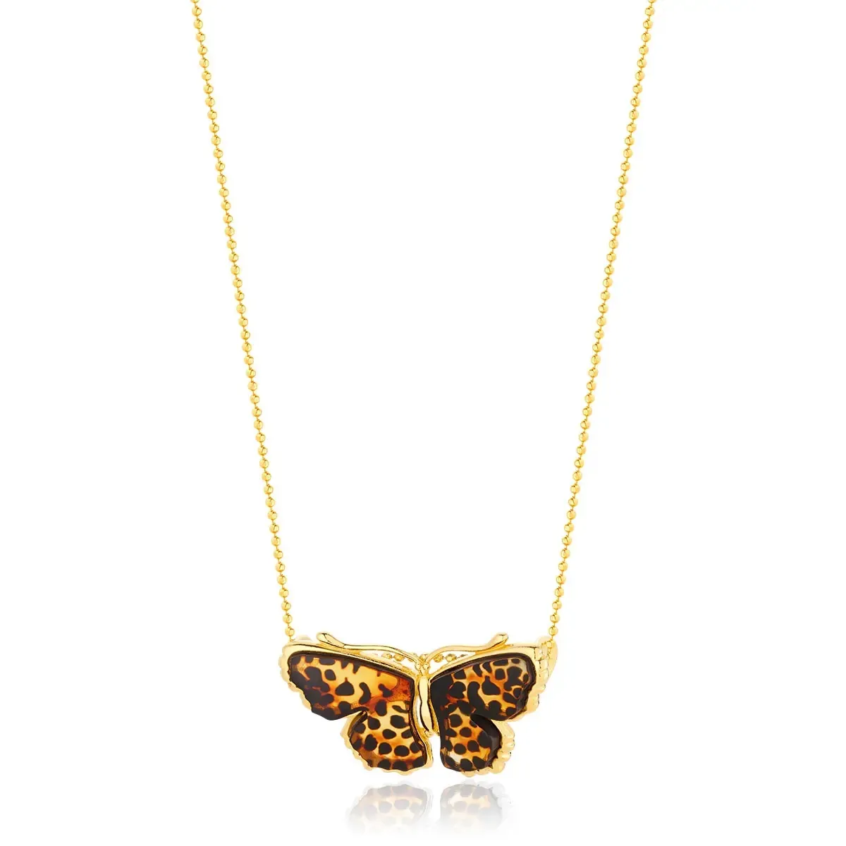 Zawieszka srebrna pozłacana motyl z bursztynem mini Butterfly Rustle