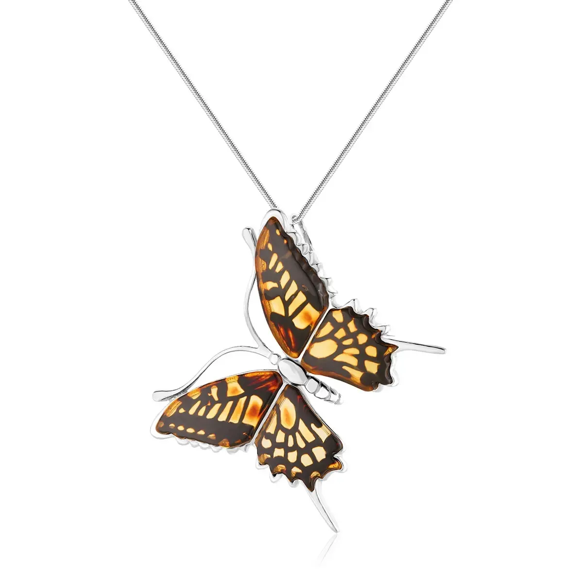 Zawieszka srebrna motyl z bursztynem mini Butterfly Gleam