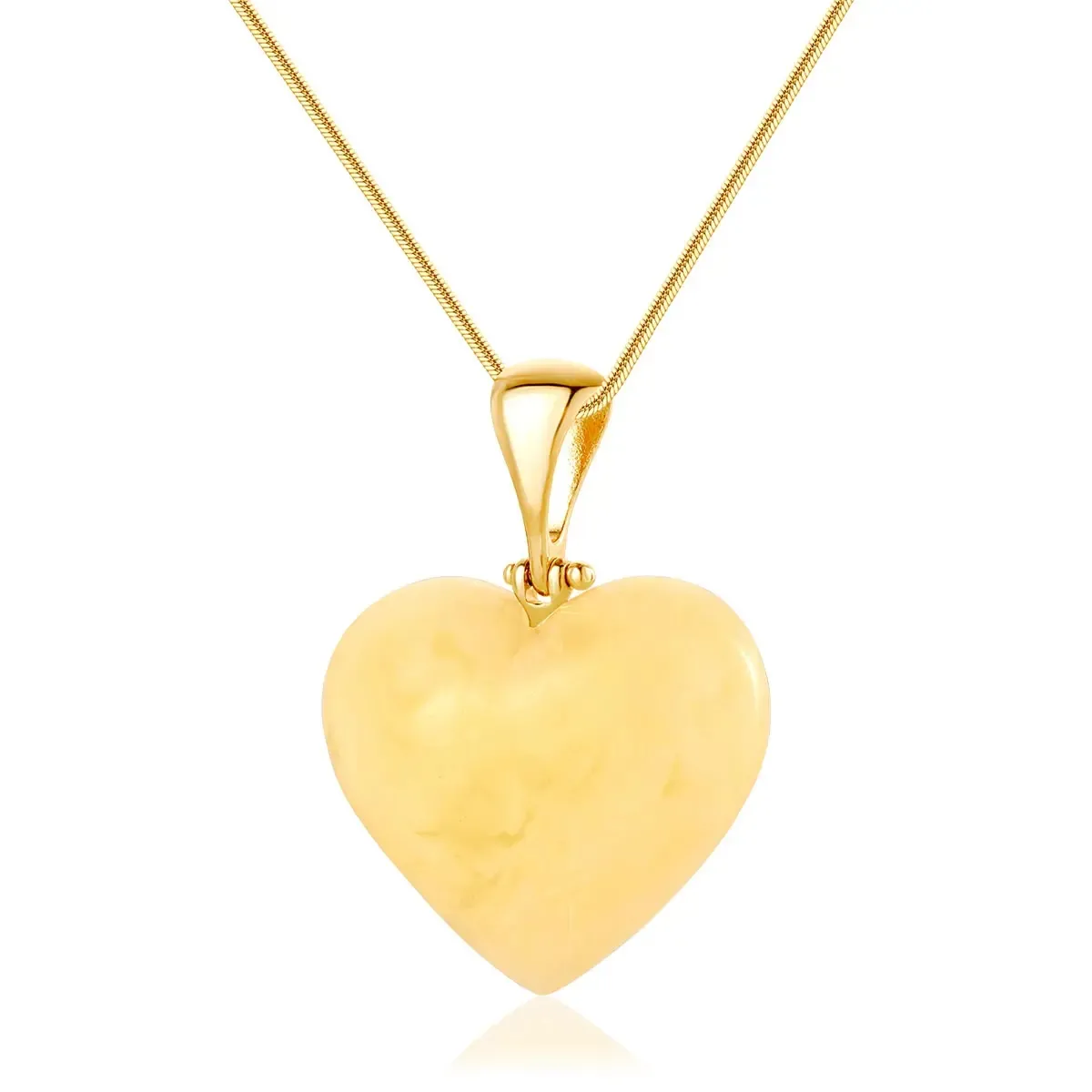 Zawieszka srebrna pozłacana serce z mlecznym bursztynem Baltic Heart