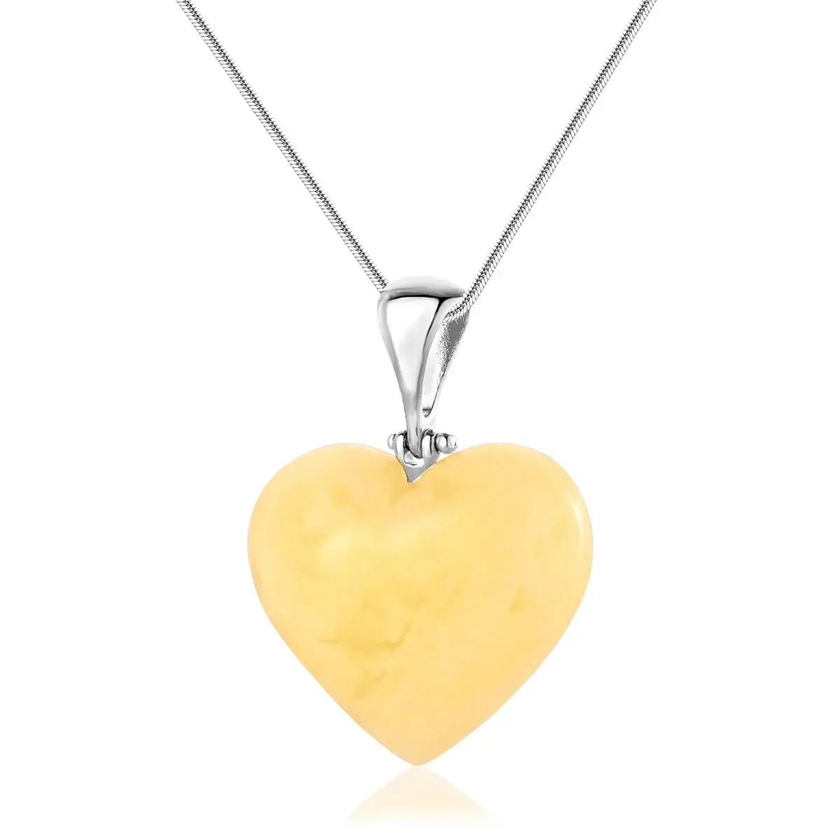 Zawieszka srebrna serce z mlecznym bursztynem Baltic Heart