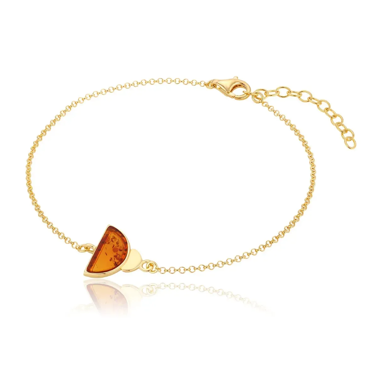 Bransoletka srebrna pozłacana z koniakowym bursztynem Future