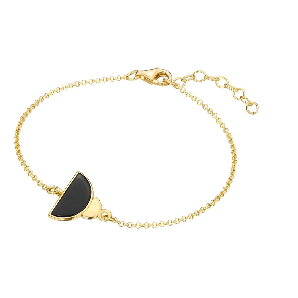 Bransoletka srebrna pozłacana z onyksem Future