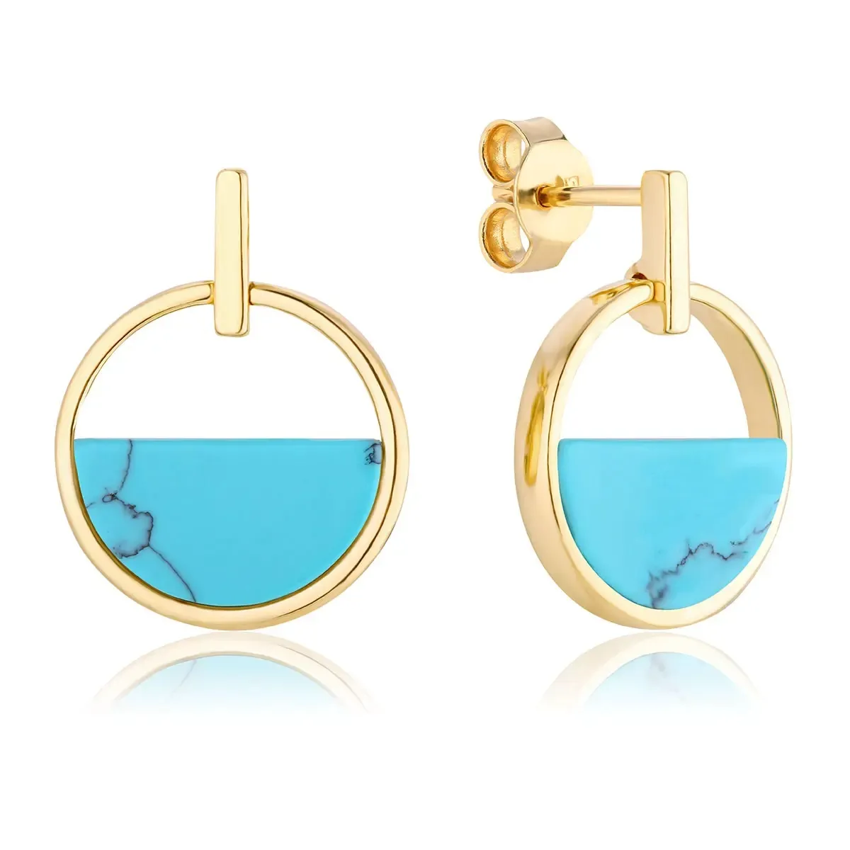 Kolczyki srebrne pozłacane z turkusem Another