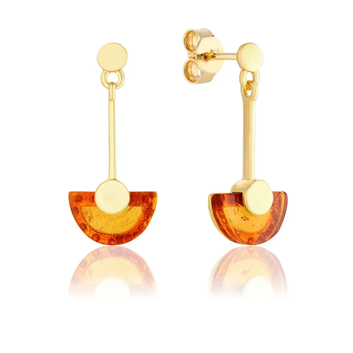 Kolczyki srebrne pozłacane z koniakowym bursztynem Line-Haul