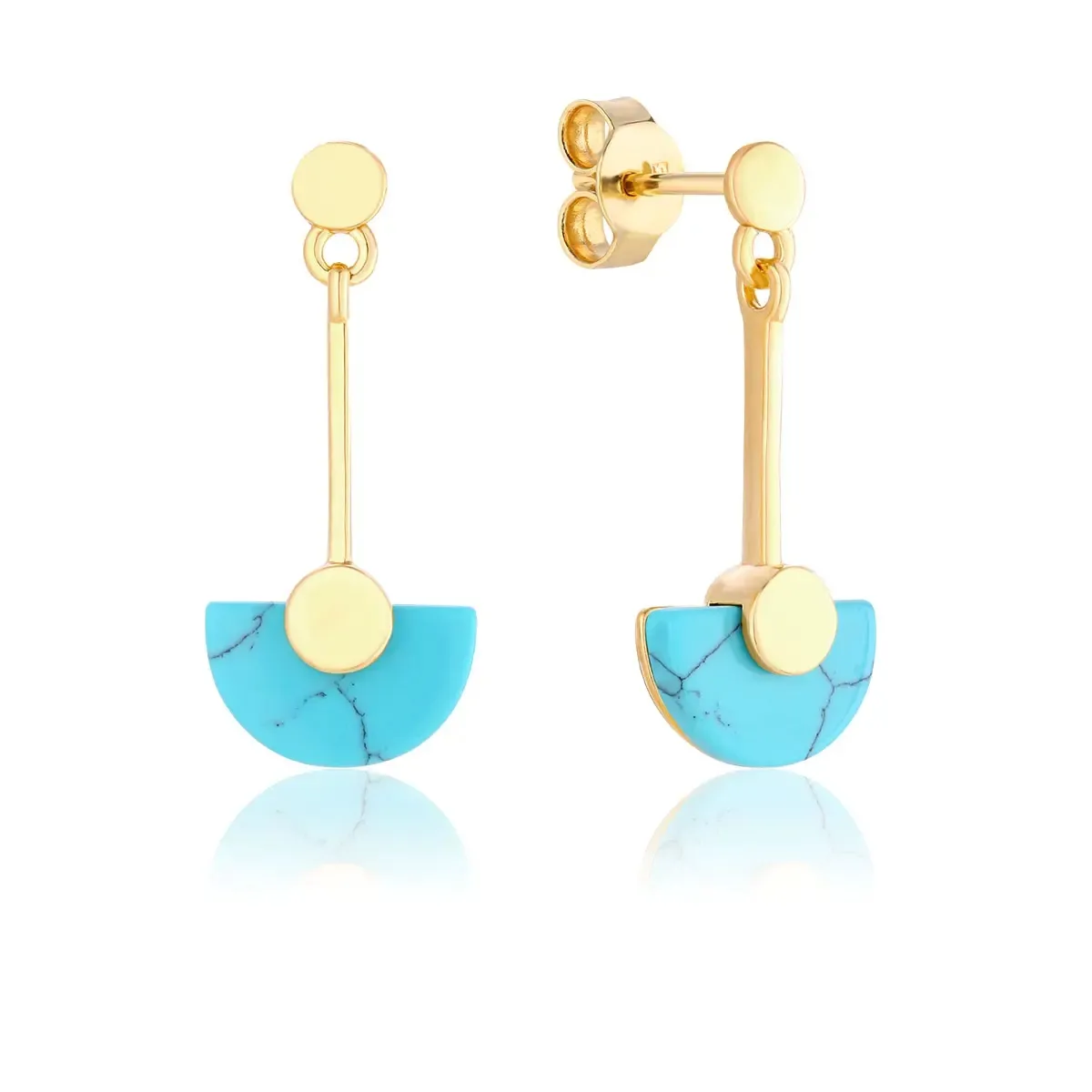 Kolczyki srebrne pozłacane z turkusem  Line-Haul