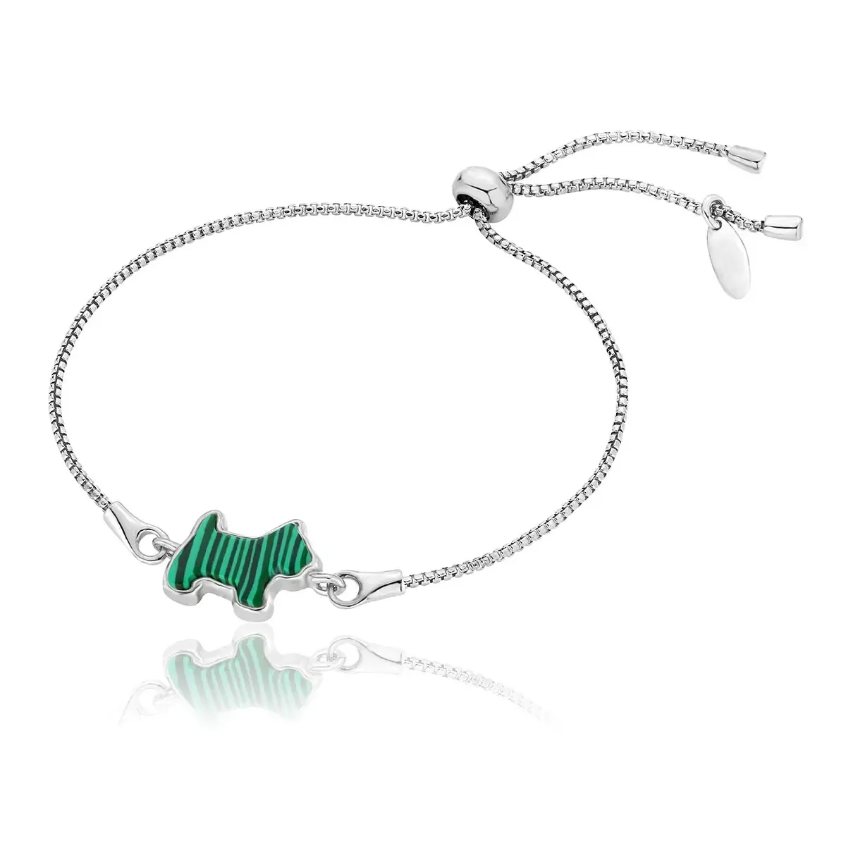 Bransoletka srebrna piesek z malachitem Doggie