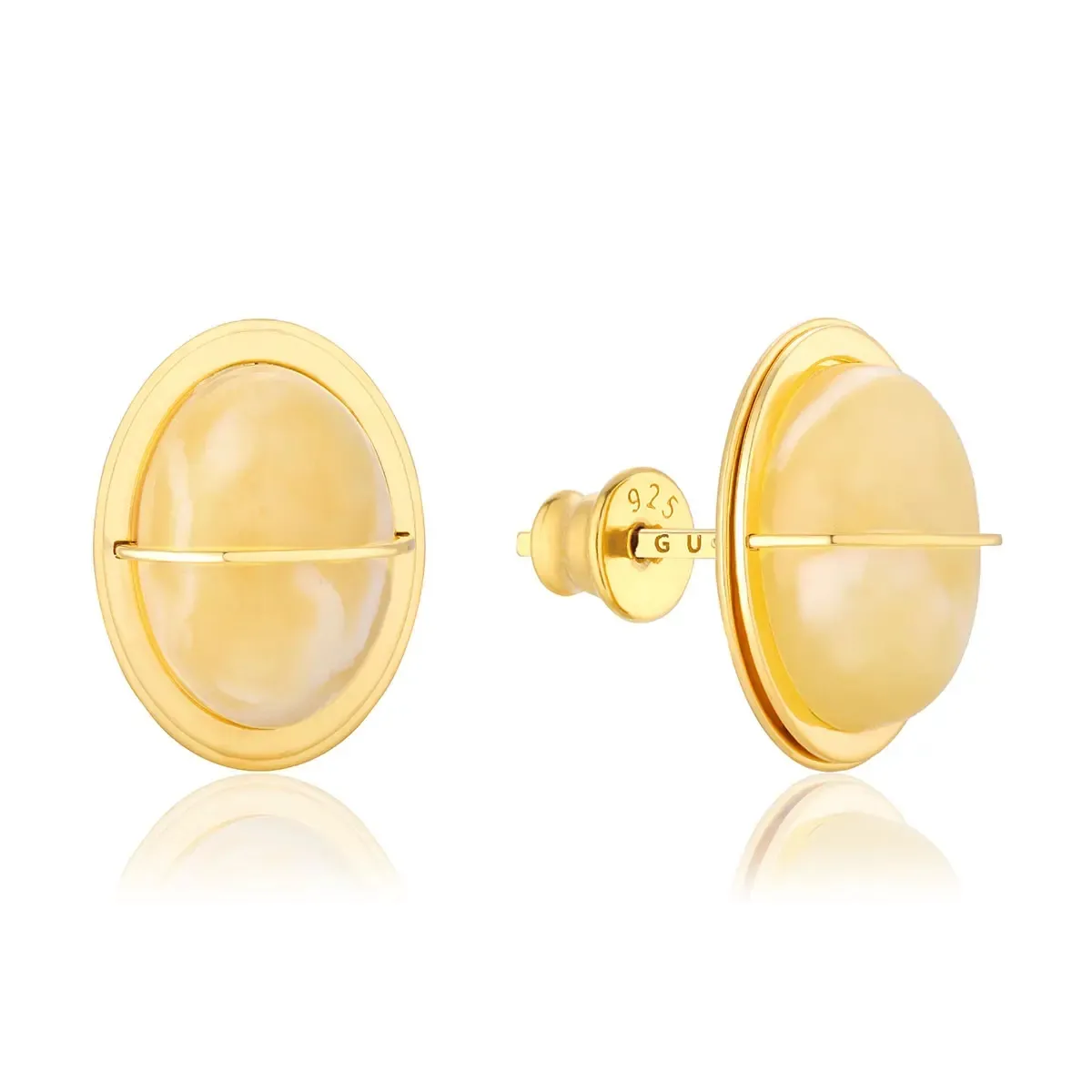 Kolczyki sztyft srebrne pozłacane z mlecznym bursztynem lawaiia