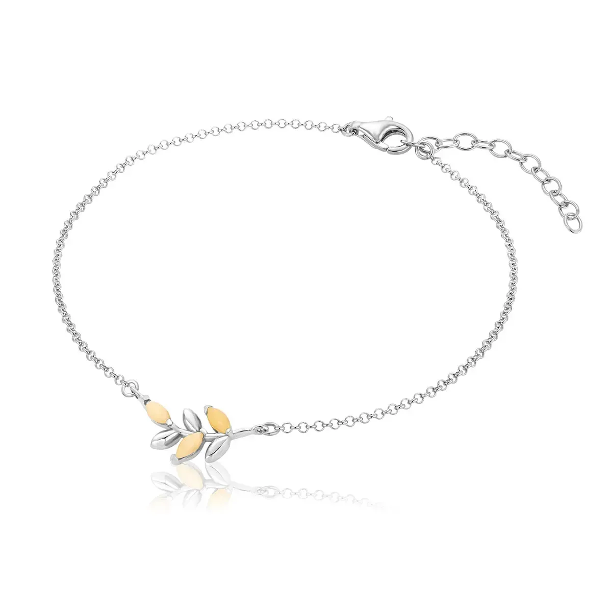 Bransoletka srebrna rodowana z mlecznym bursztynem Olena