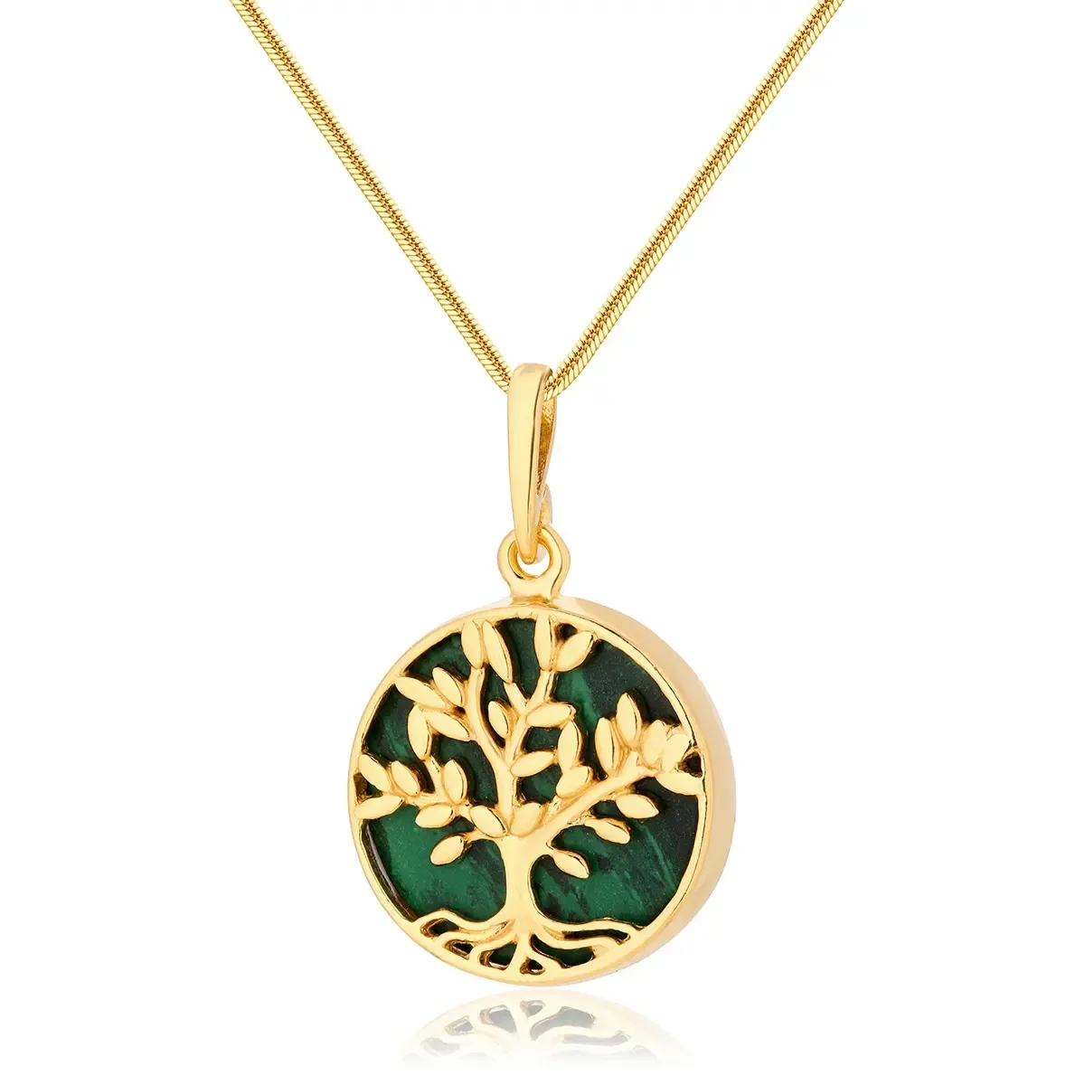 Wisiorek srebrny pozłacany drzewo oliwne z malachitem Olive Tree