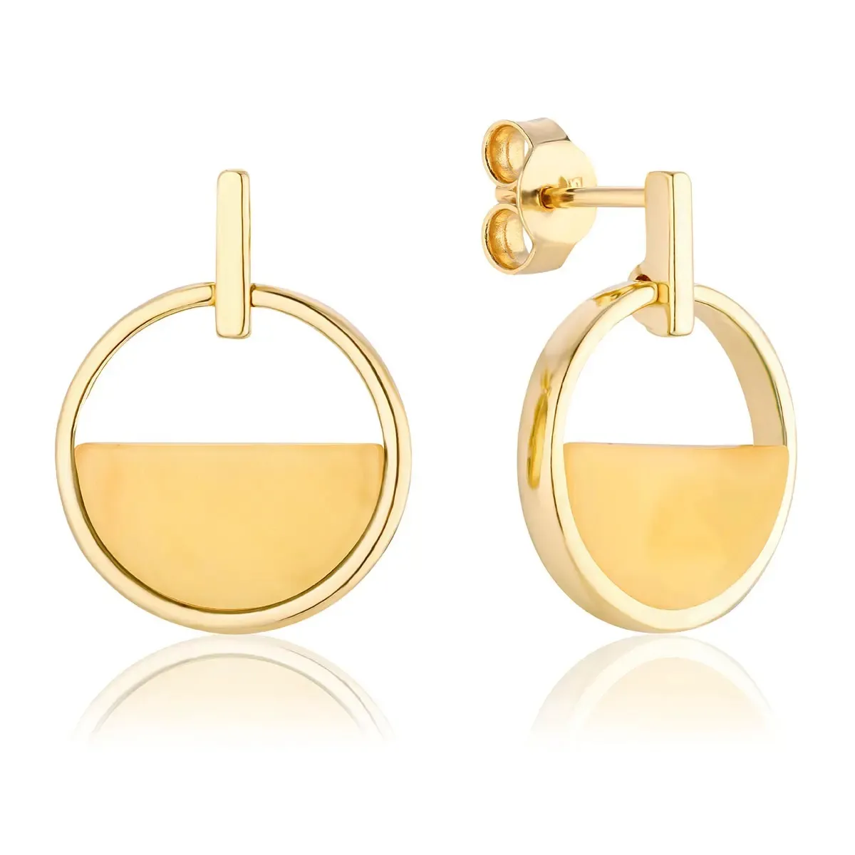 Kolczyki srebrne pozłacane z mlecznym bursztynem Another