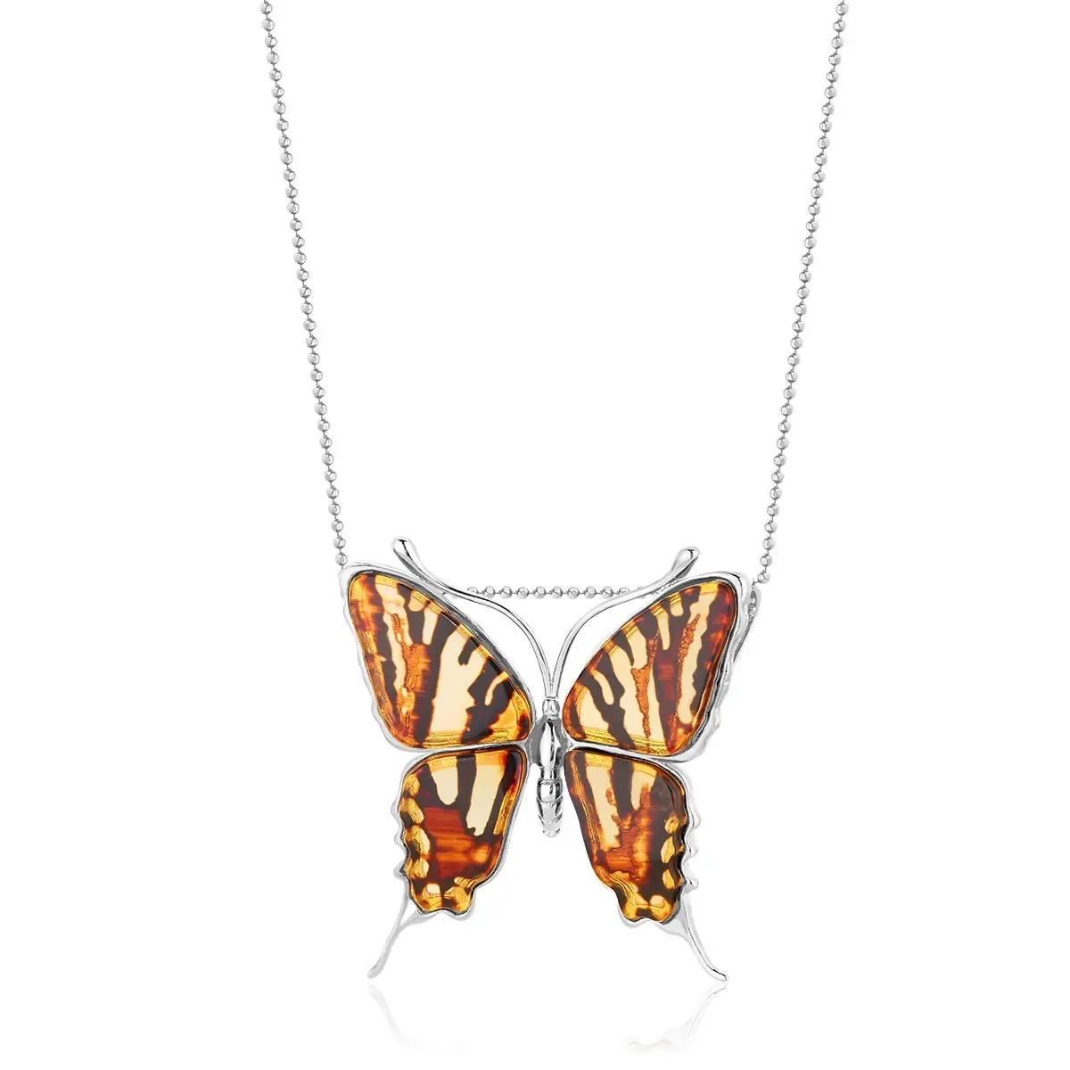 Zawieszka srebrna motyl z bursztynem Butterfly Breath