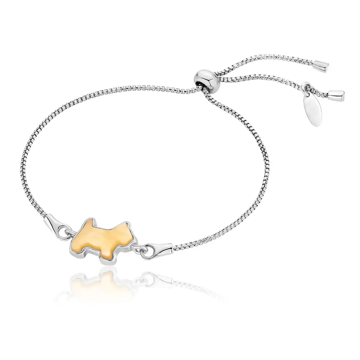 Bransoletka srebrna piesek z mlecznym bursztynem Doggie