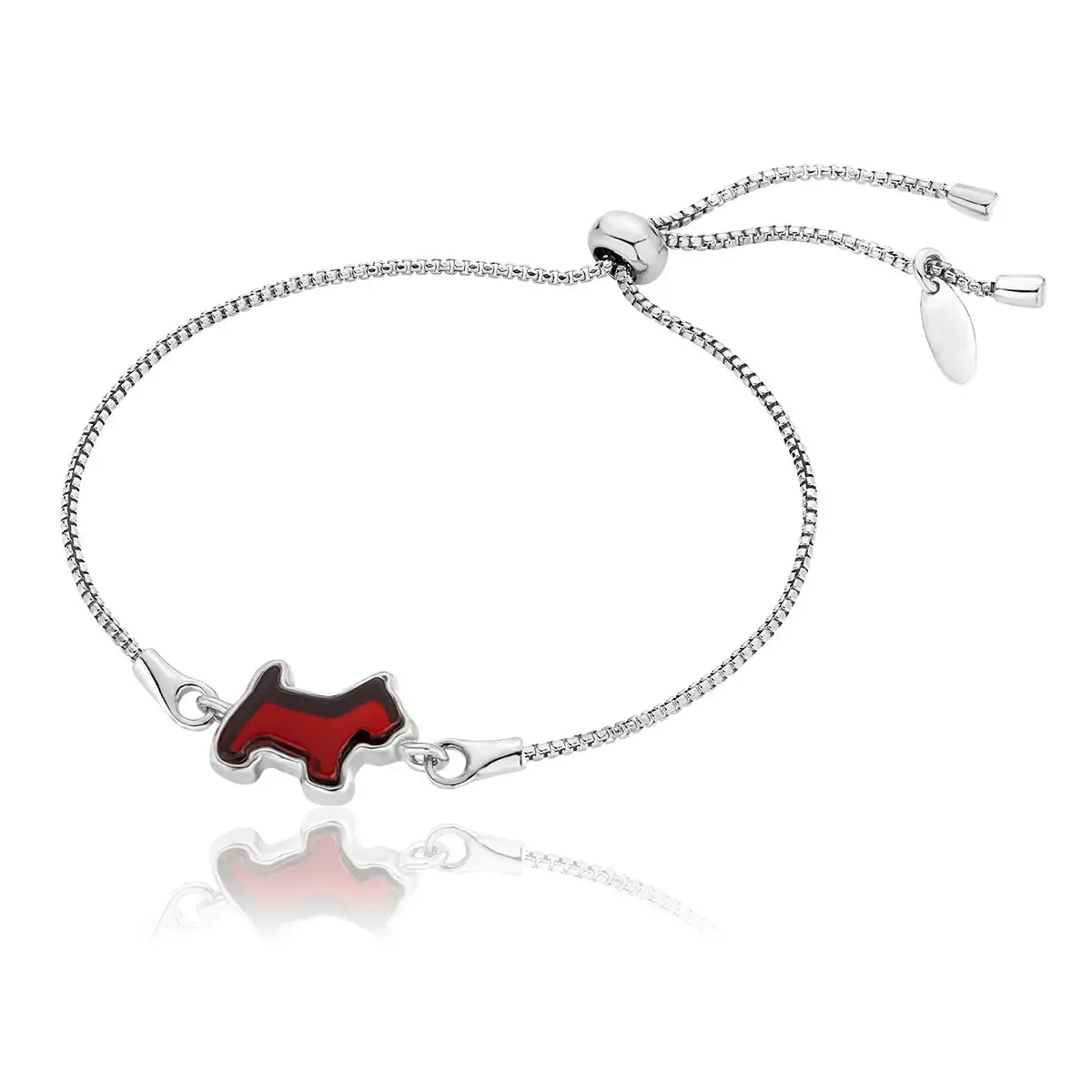 Bransoletka srebrna piesek z wiśniowym bursztynem Doggie