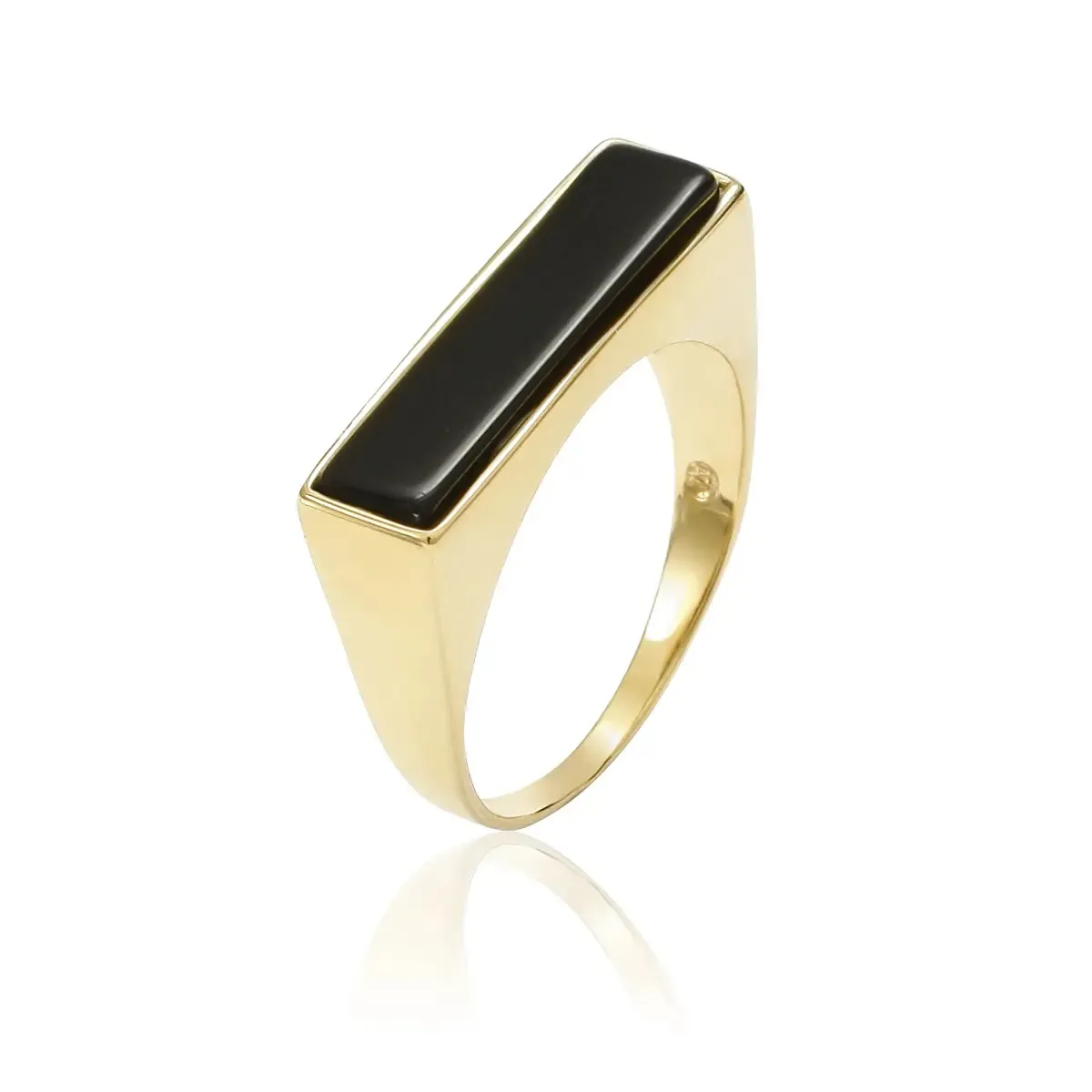 Pierścionek srebrny pozłacany z onyksem Royalty - 9
