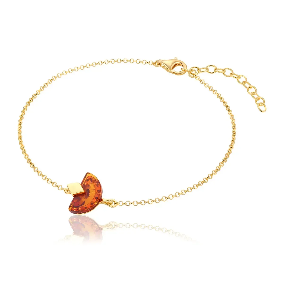 Bransoletka srebrna pozłacana z koniakowym bursztynem Different