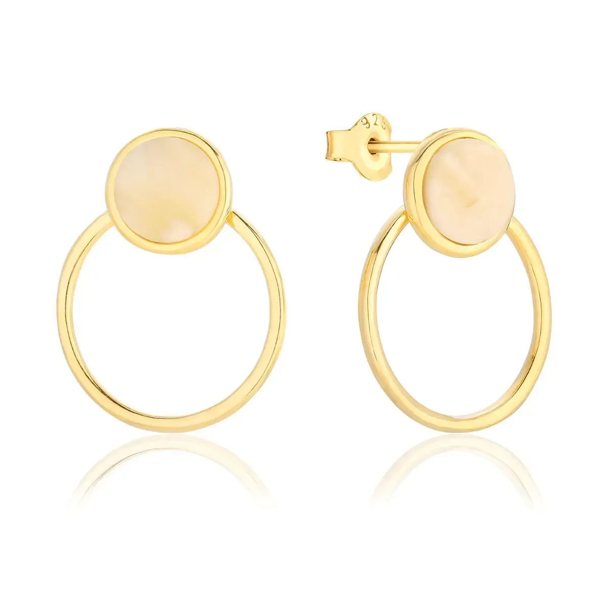 Kolczyki srebrne pozłacane z mlecznym bursztynem High Point