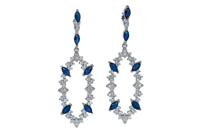 Długie kolczyki srebrne z cyrkoniami