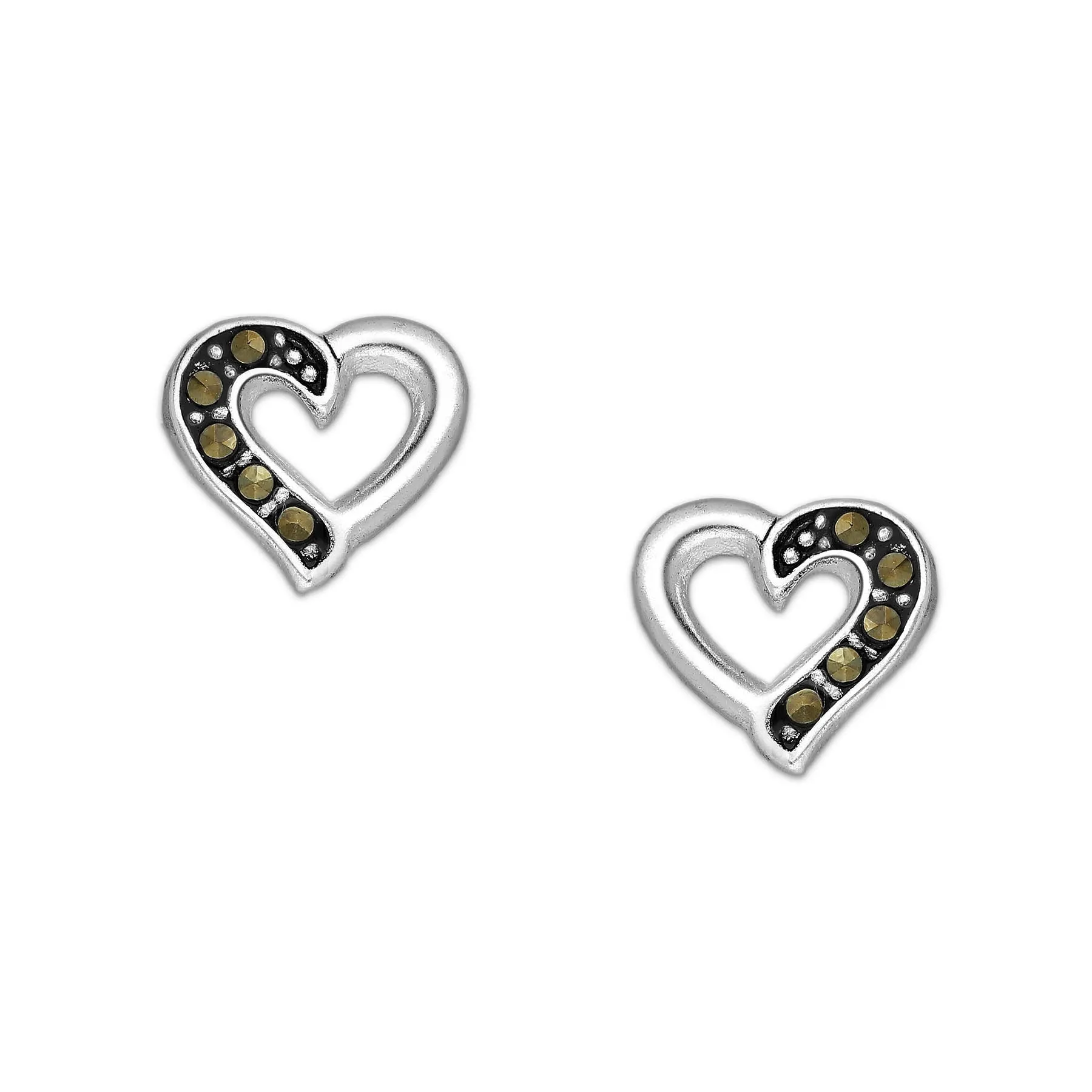 Srebrne kolczyki z markazytami serca