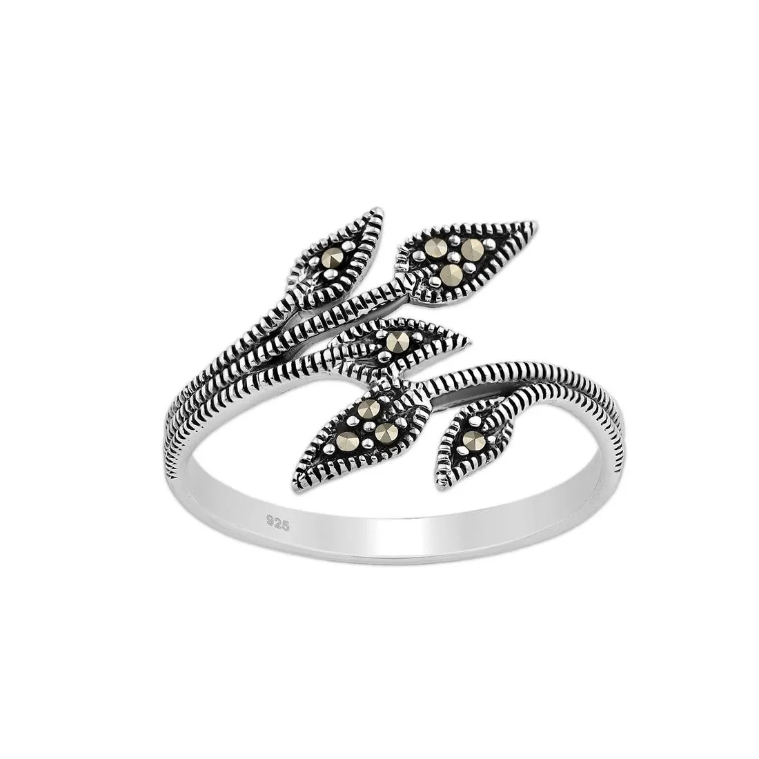 Srebrny pierścionek z markazytami - Europa 14; US 7