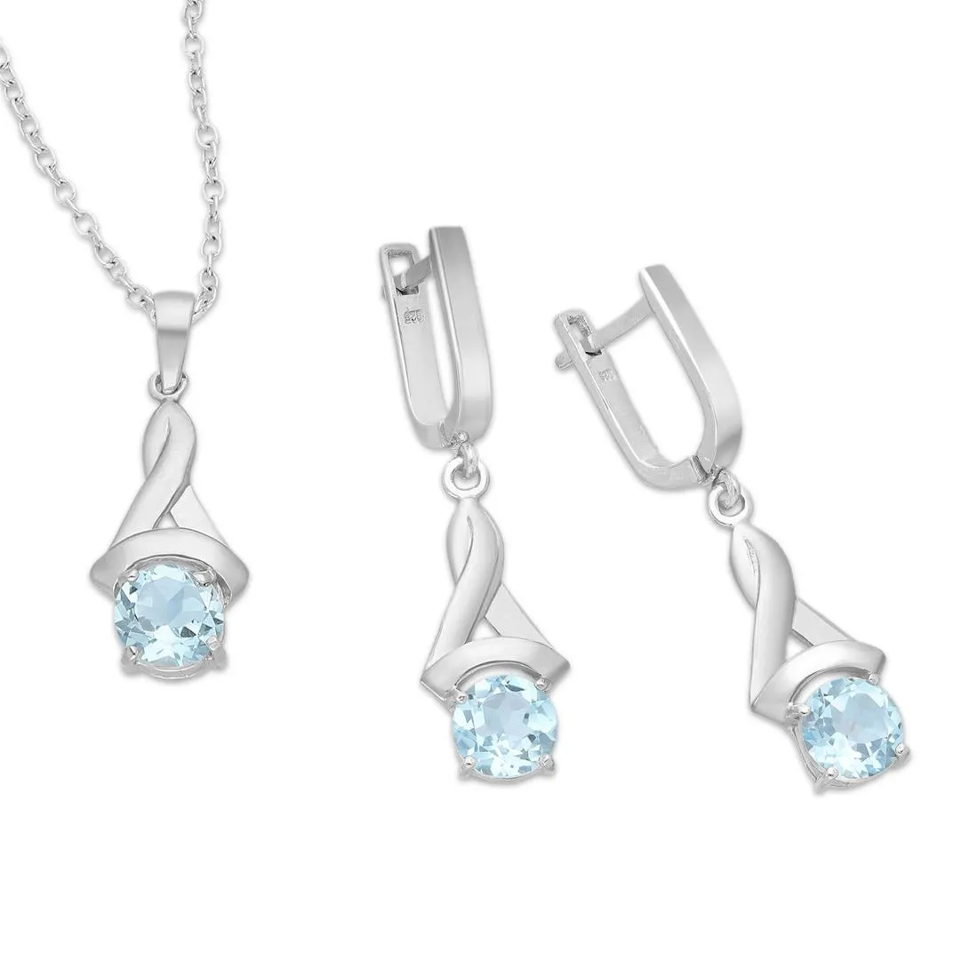 Srebrny komplet z topazem blue sky