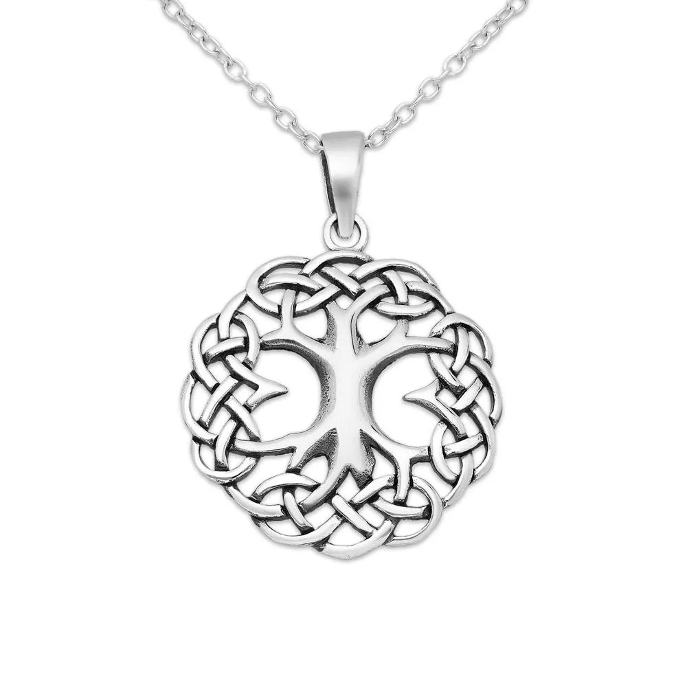 Srebrny oksydowany wisiorek drzewo życia