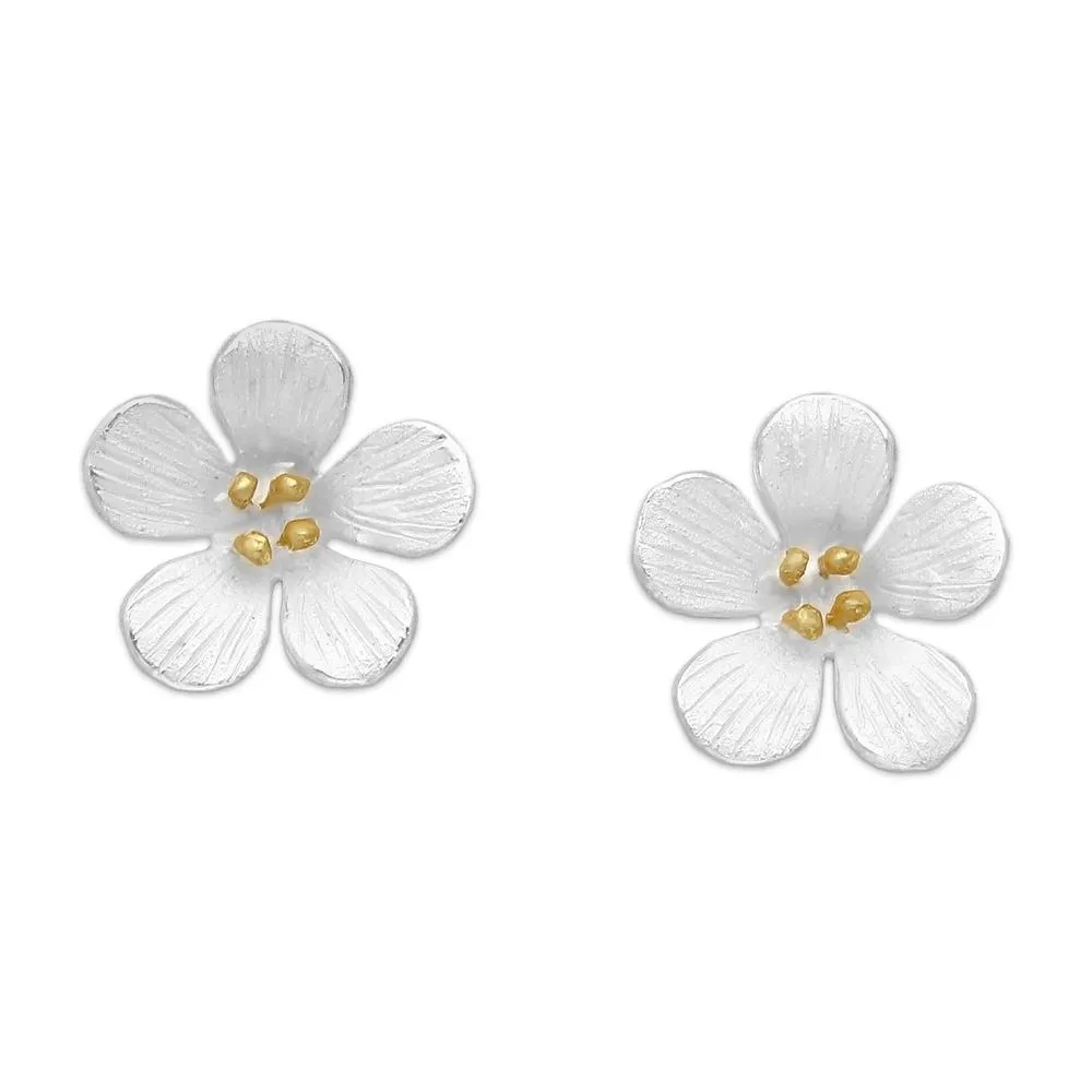 Pozłacane srebrne kolczyki kwiaty