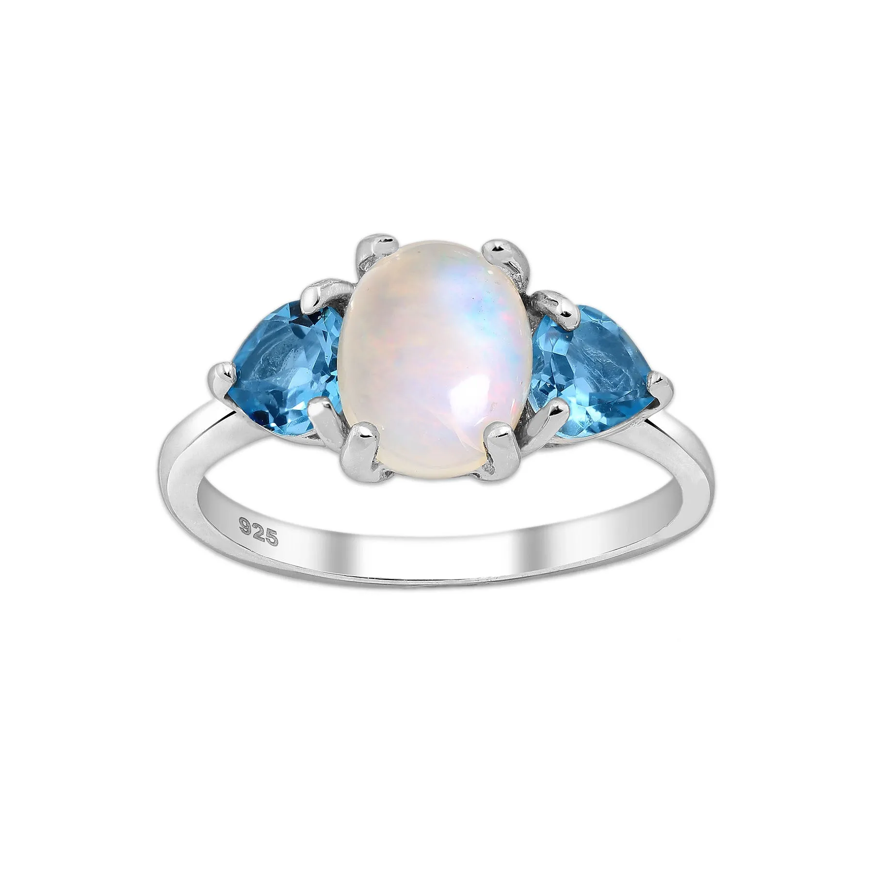 Srebrny pierścionek z opalem etiopskim i topazem - Europa 17, US 8