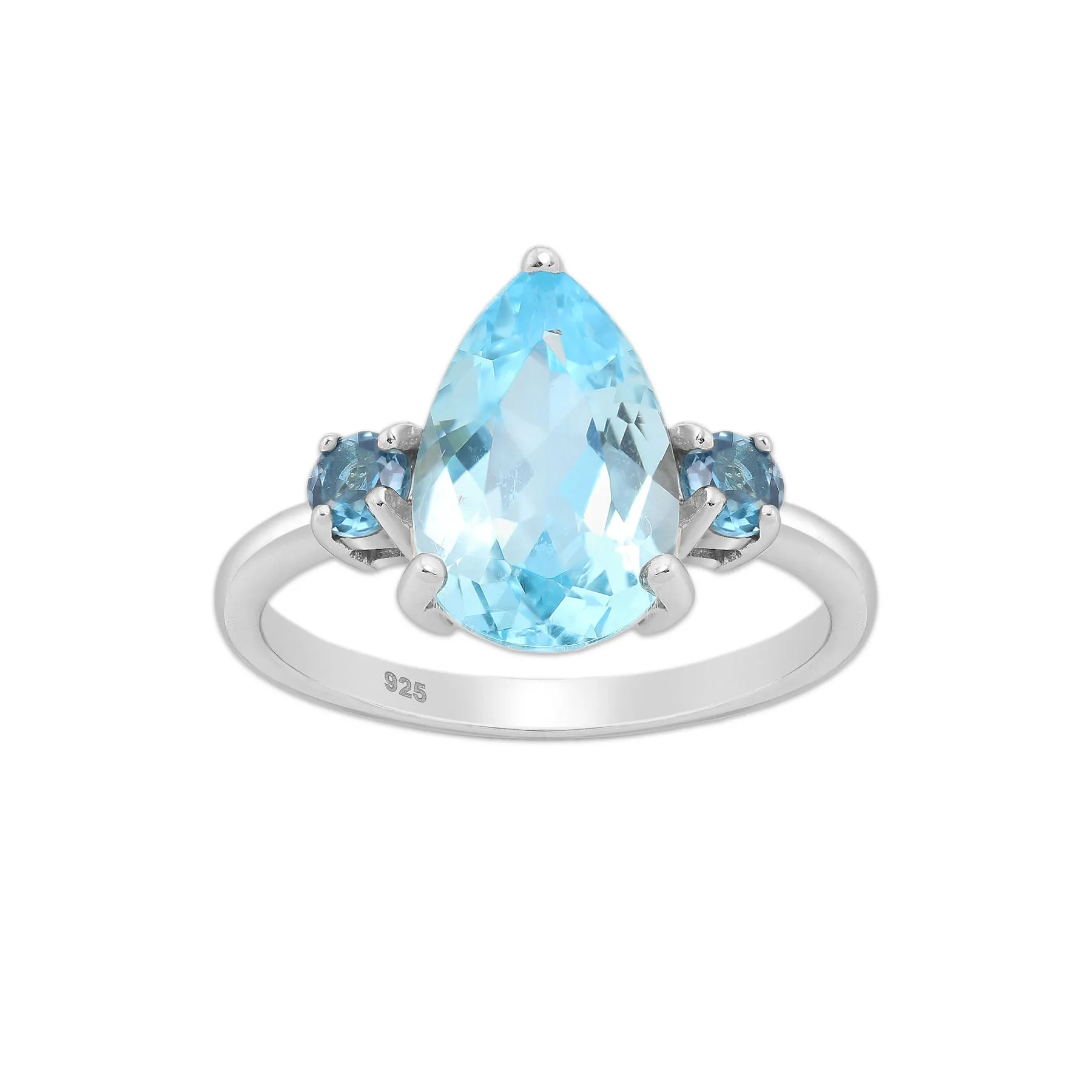 Srebrny pierścionek z topazami - Europa 17, US 8