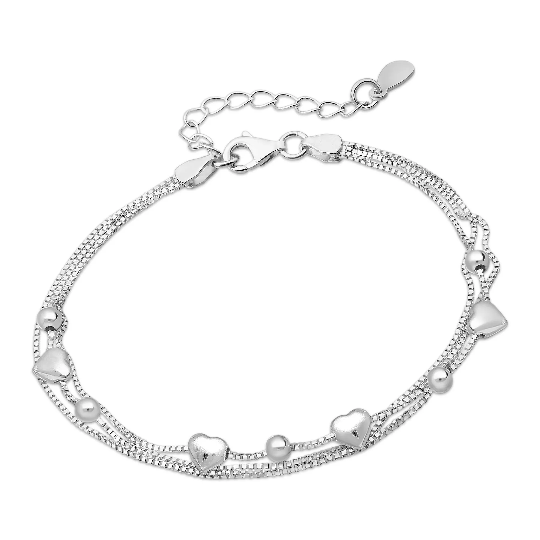 Srebrna bransoletka z sercami
