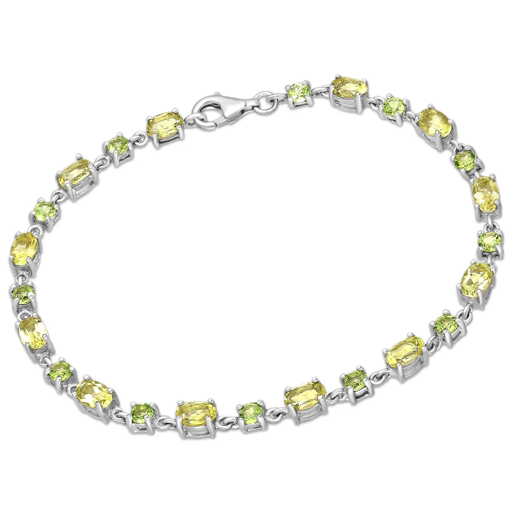 Srebrna Bransoletka z cytrynem i peridotem