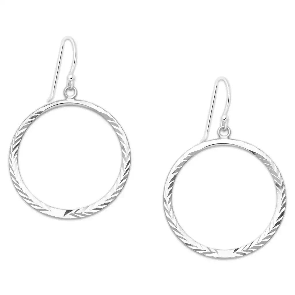 Diamentowane srebrne kolczyki koła