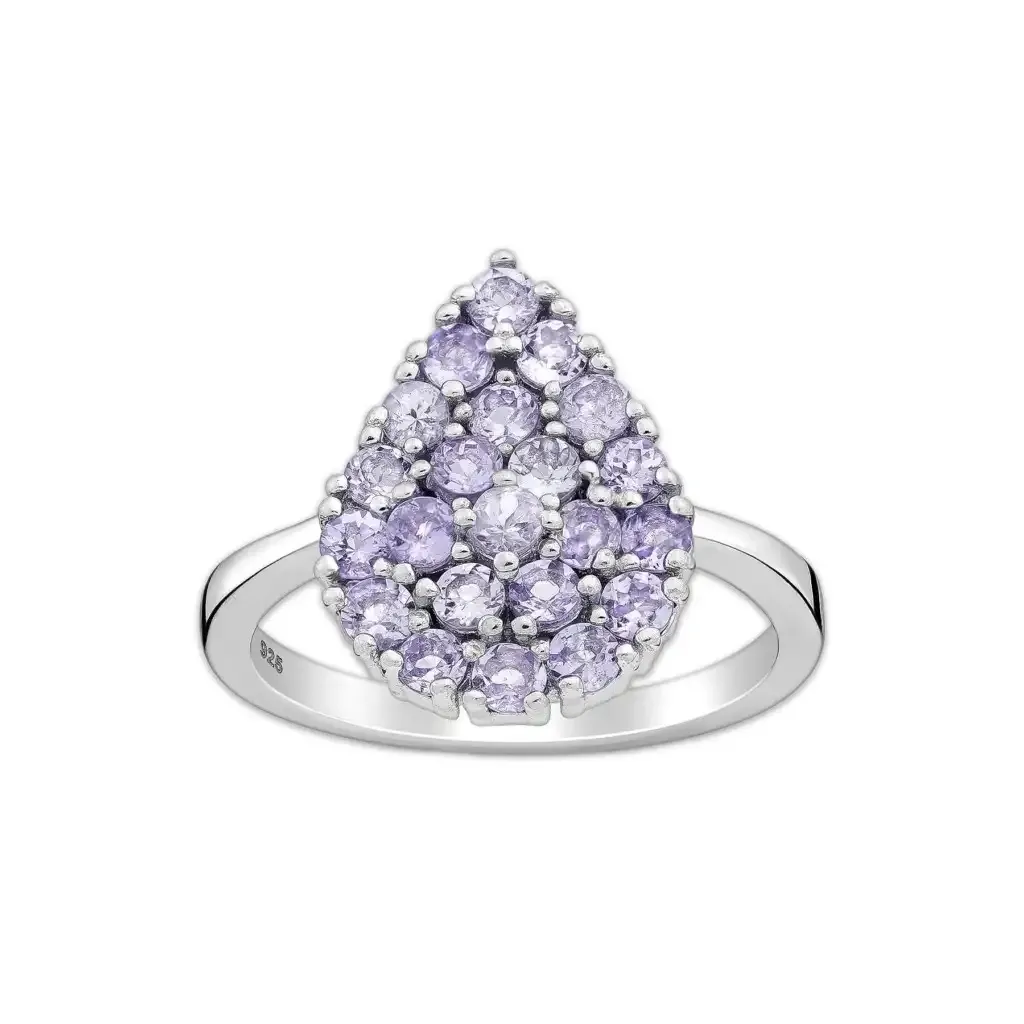 Srebrny pierścionek z tanzanitami - Europa 19, US 9