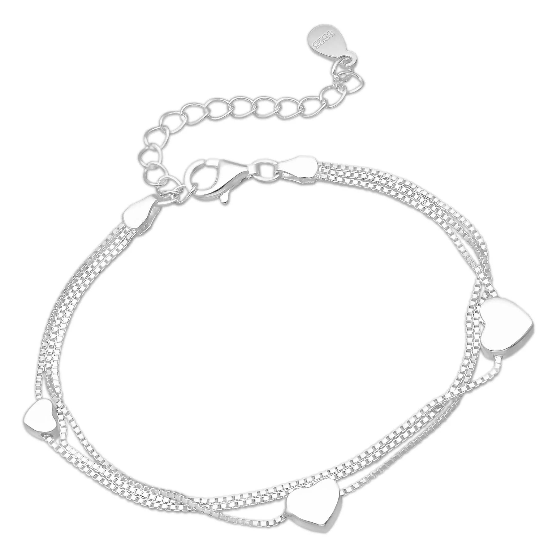 Bransoletka srebrna z sercami