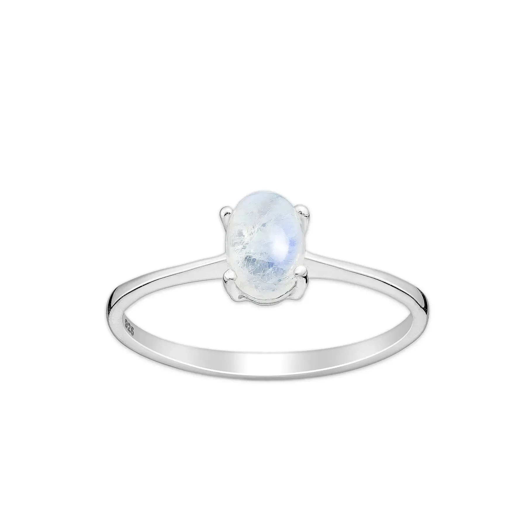 Srebrny pierścionek z Kamieniem Księżycowym - Europa 18; US 8,5